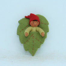Load image into Gallery viewer, Baby Gnome in Leaf Felted Waldorf Doll - Three Skin Tones