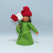 Load image into Gallery viewer, Red Tulip Fairy Felted Waldorf Doll - Two Skin Colors