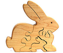 Load image into Gallery viewer, Rabbit &amp; Bunny Wooden Puzzle
