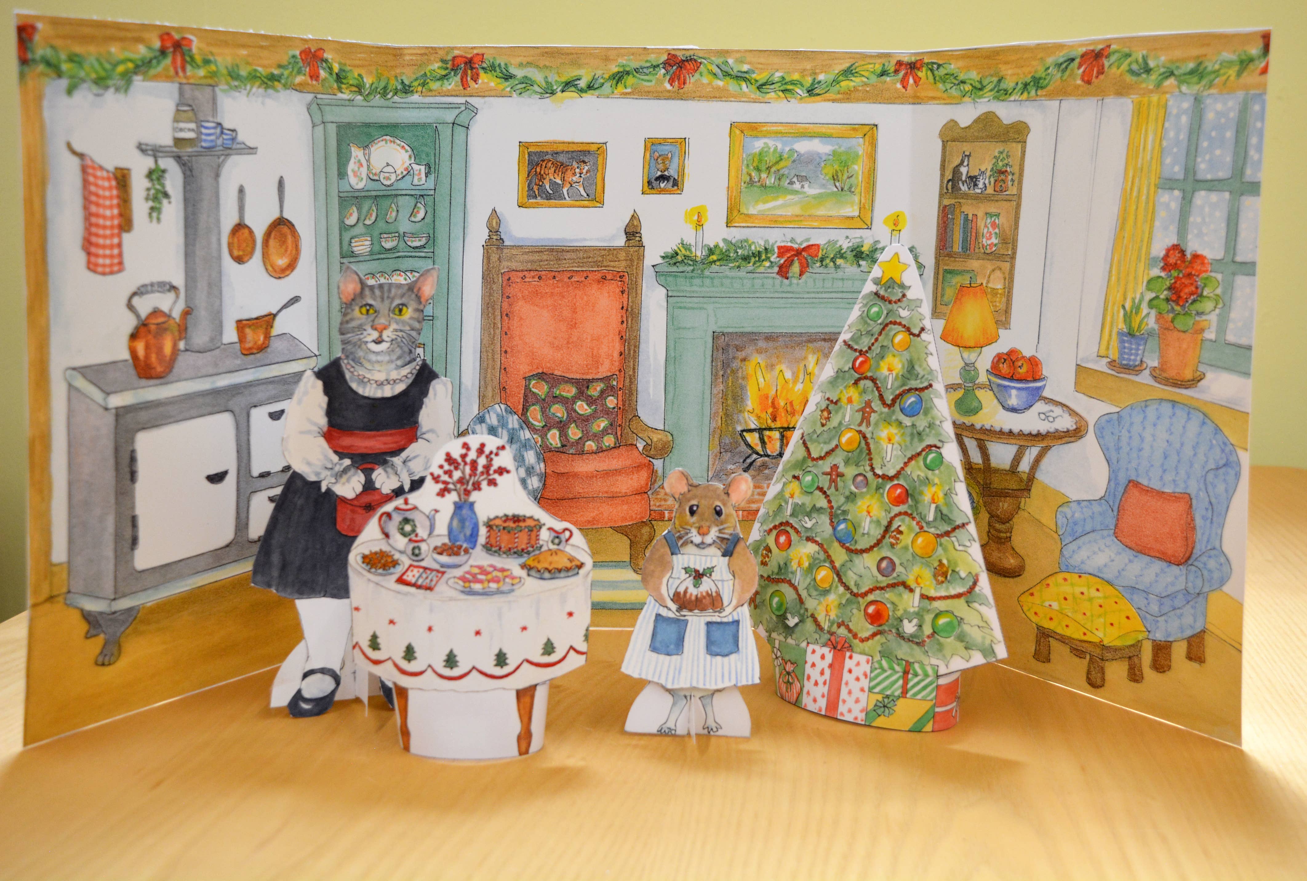 Cat's Christmas Cottage Paper Doll Kit