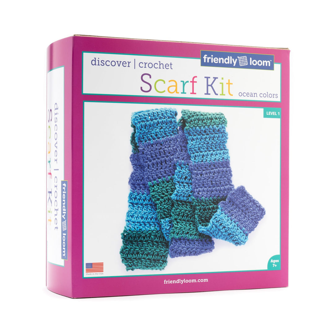 Beginner Crochet Scarf Kit - 3 Colors