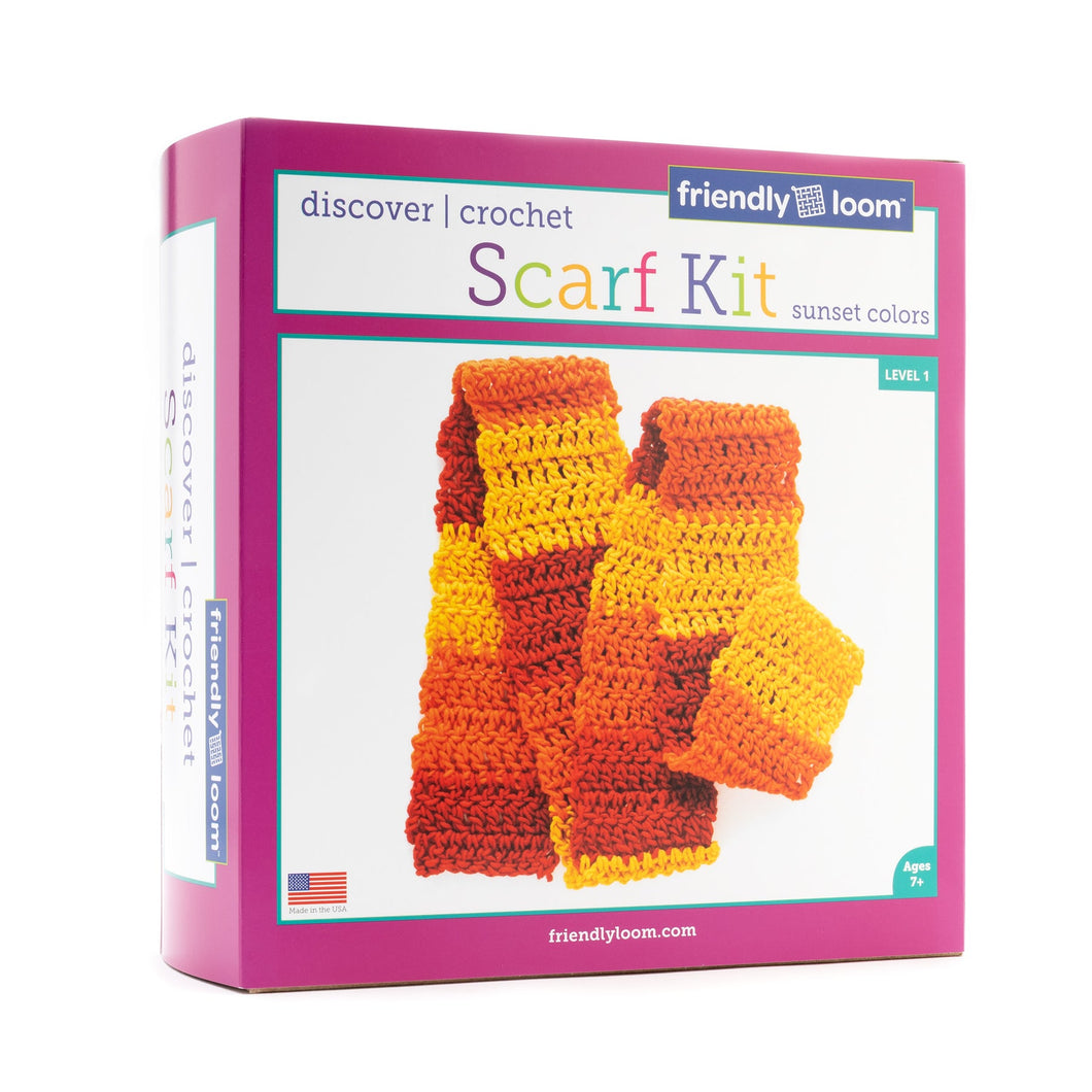Beginner Crochet Scarf Kit - 3 Colors