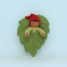 Load image into Gallery viewer, Baby Gnome in Leaf Felted Waldorf Doll - Three Skin Tones
