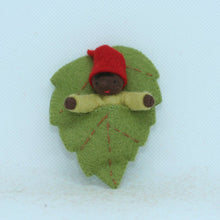 Load image into Gallery viewer, Baby Gnome in Leaf Felted Waldorf Doll - Three Skin Tones
