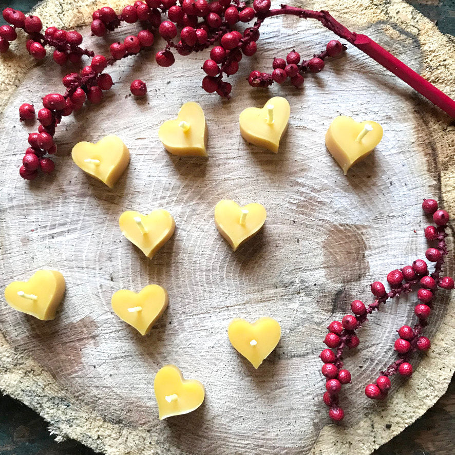 Beeswax Heart Candles (Set of 10)