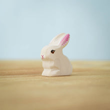 Load image into Gallery viewer, Wooden Sitting White Baby Rabbit
