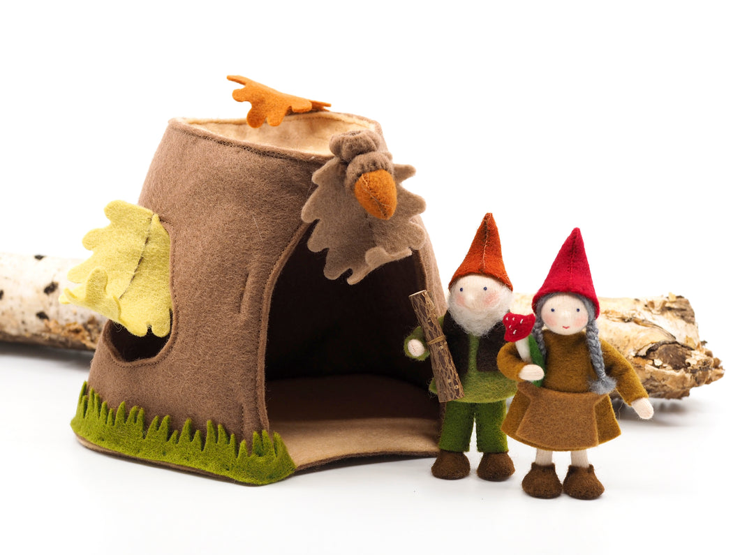 Felted Wool Forest Gnome Stump