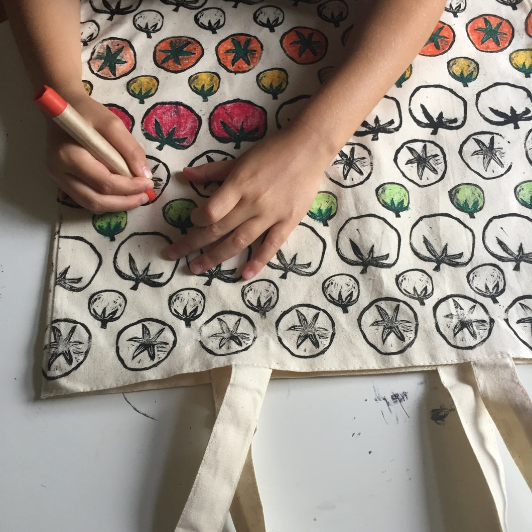 Color-Your-Own Tomato Market Tote with Eco-Friendly Crayons