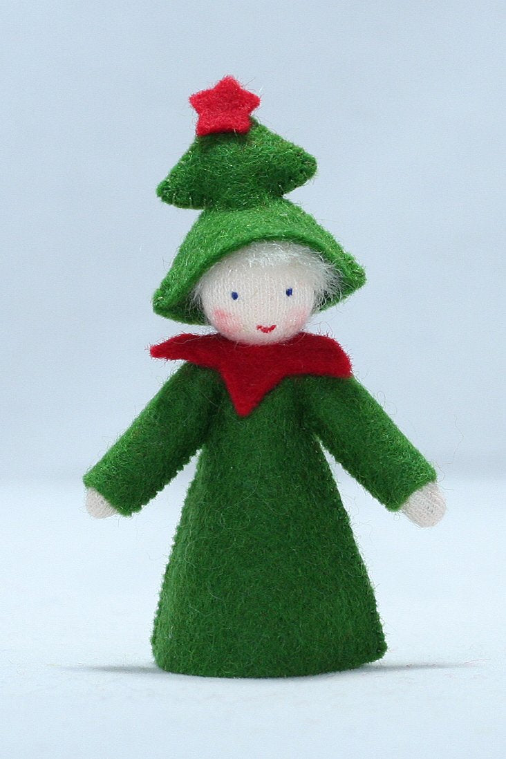 Christmas Tree Prince Felted Waldorf Doll - Four Skin Colors