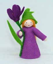 Load image into Gallery viewer, Crocus Stem Fairy Felted Waldorf Doll - Three Skin Tones
