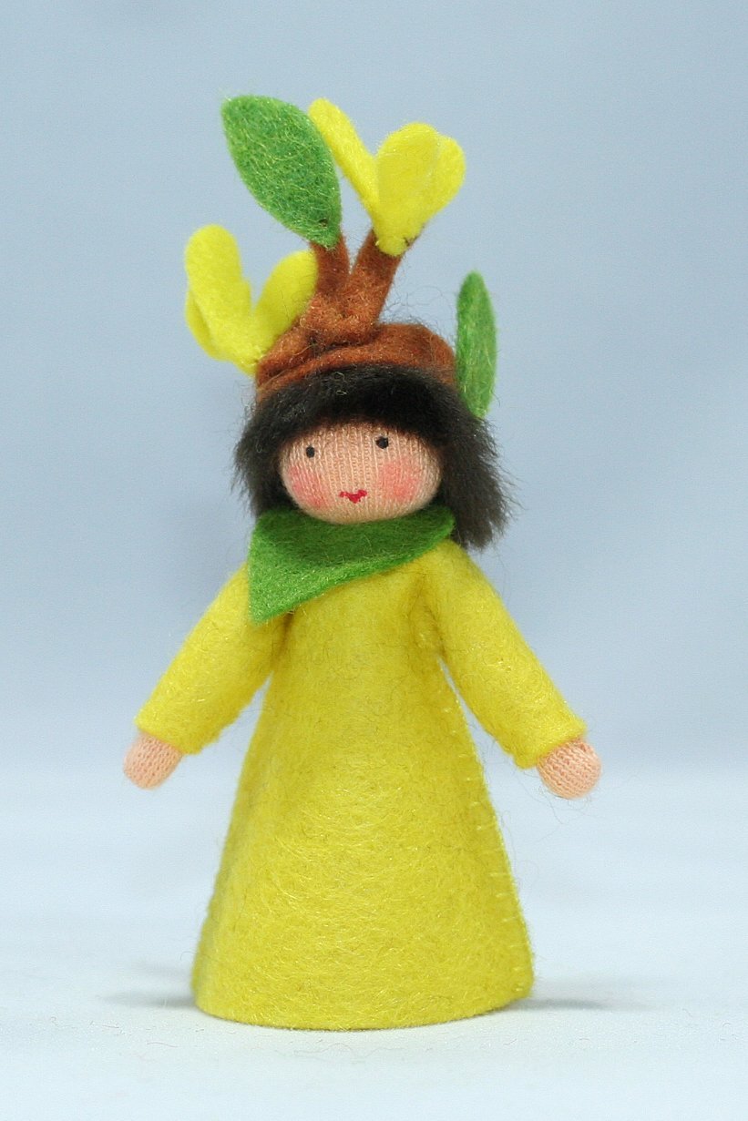 Forsythia Fairy Felted Waldorf Doll - Two Skin Colors