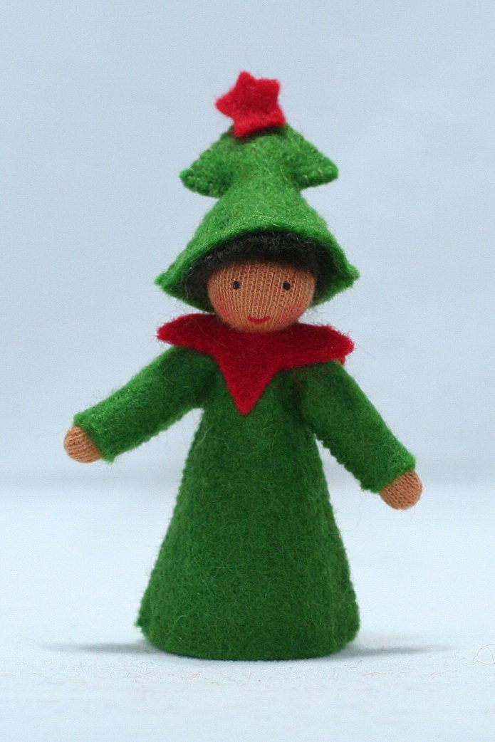 Christmas Tree Prince Felted Waldorf Doll - Four Skin Colors