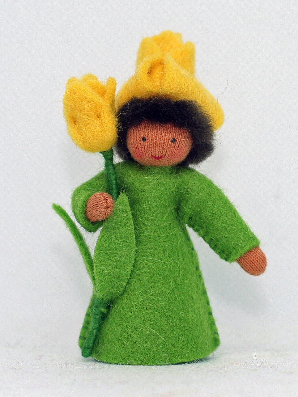 Yellow Tulip Fairy Felted Waldorf Doll - Two Skin Colors