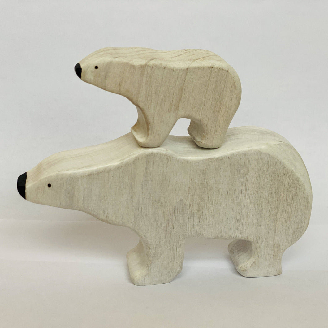 Wooden Polar Bear and Cub