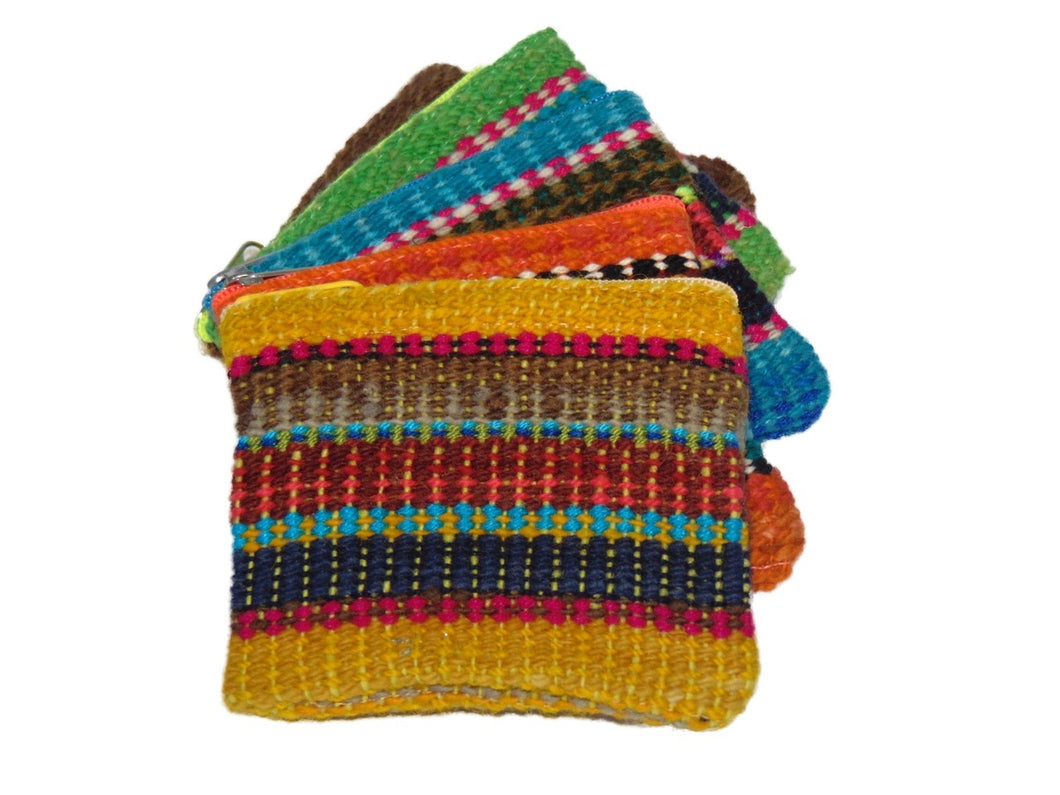 Woven Wool Striped Coin Purse