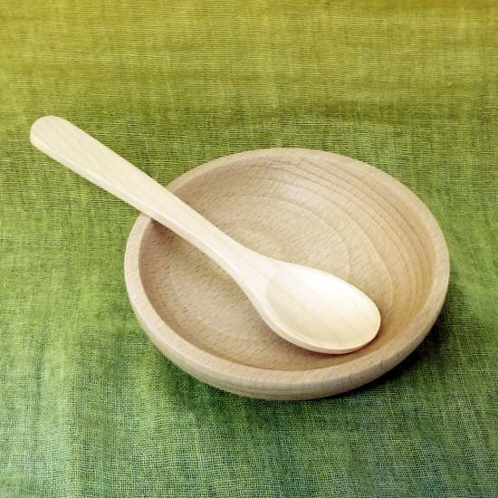 Wood Dish and Spoon Set