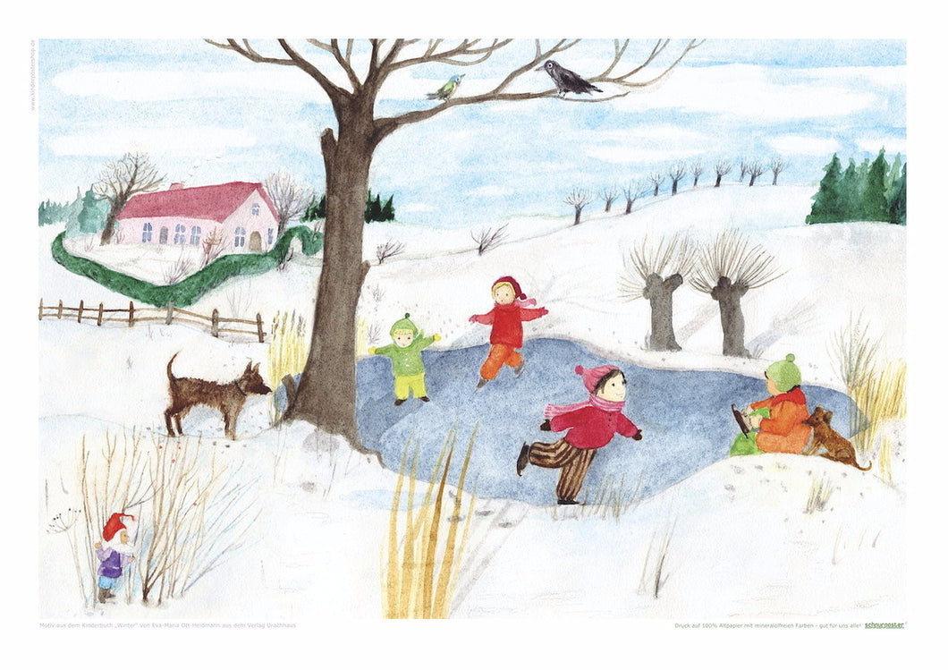 <i>Winter's Chill and Merry Ice Skating</i> Poster by Eva-Maria Ott-Heidmann