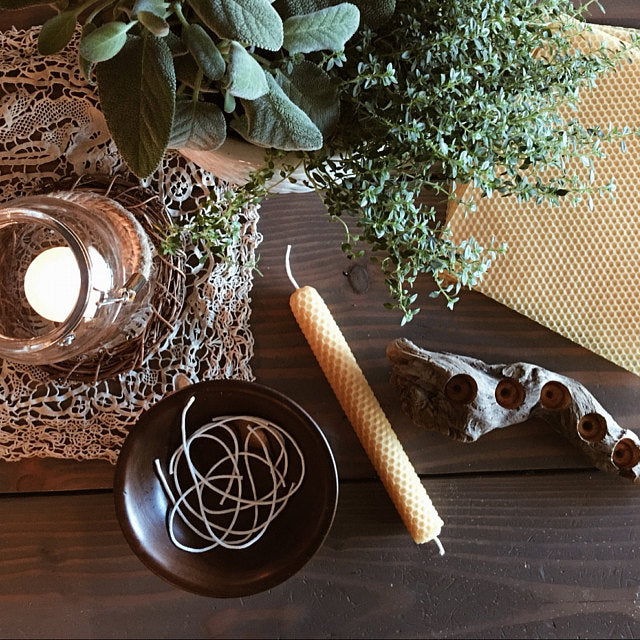 Make Your Own Beeswax Candle Kit - Includes 10 Full Size 100% Beeswax  Honeycomb Sheets in Natural and Approx. 6 Yards (18 Feet) of Cotton Wick.  Each