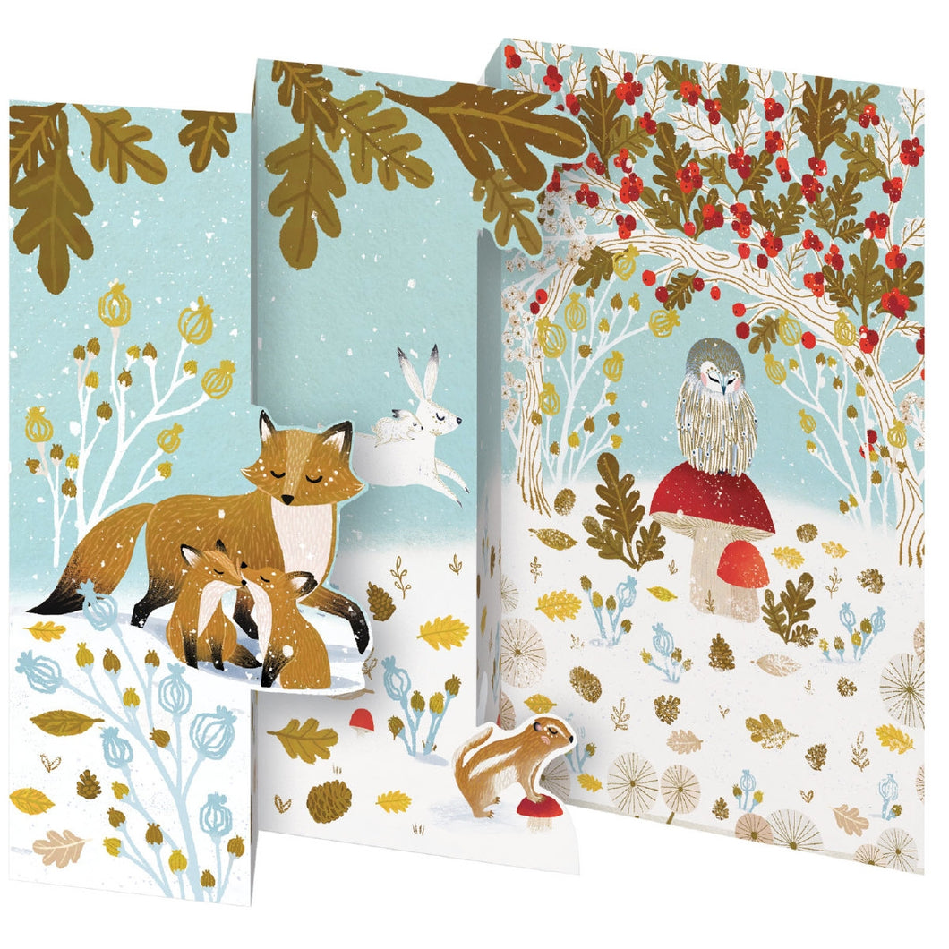Paw Prints in the Snow Tri-fold Cards - Boxed Set of 5