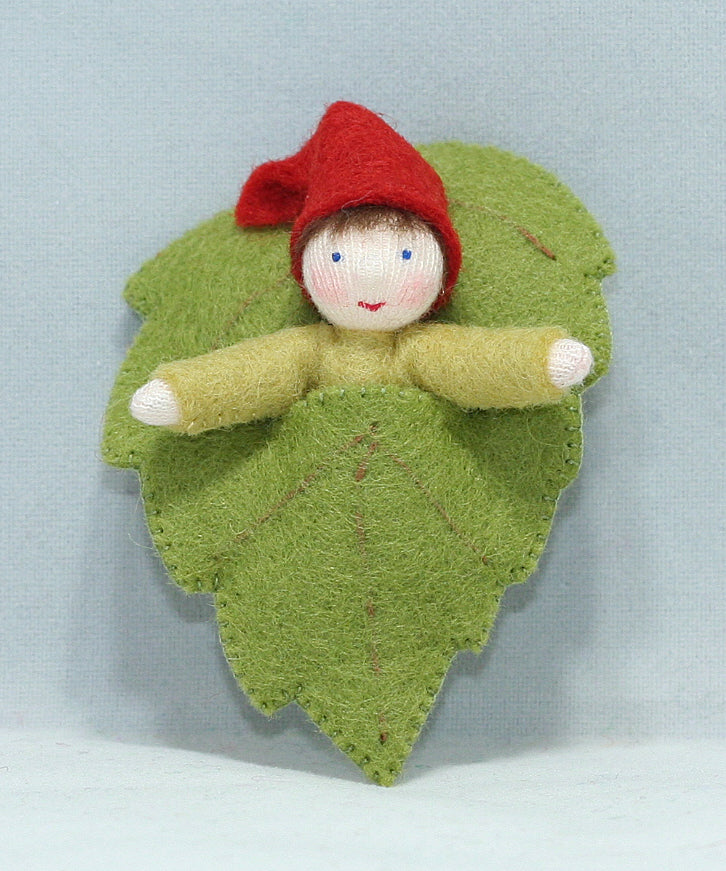 Baby Gnome in Leaf Felted Waldorf Doll