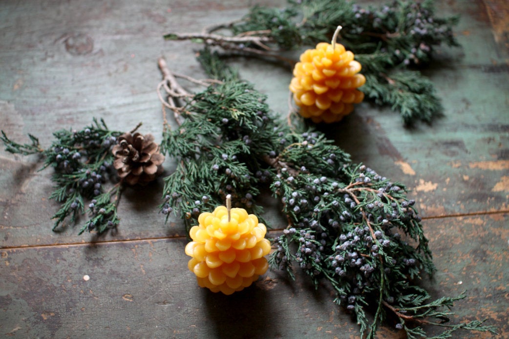 Beeswax Pine Cone Candles