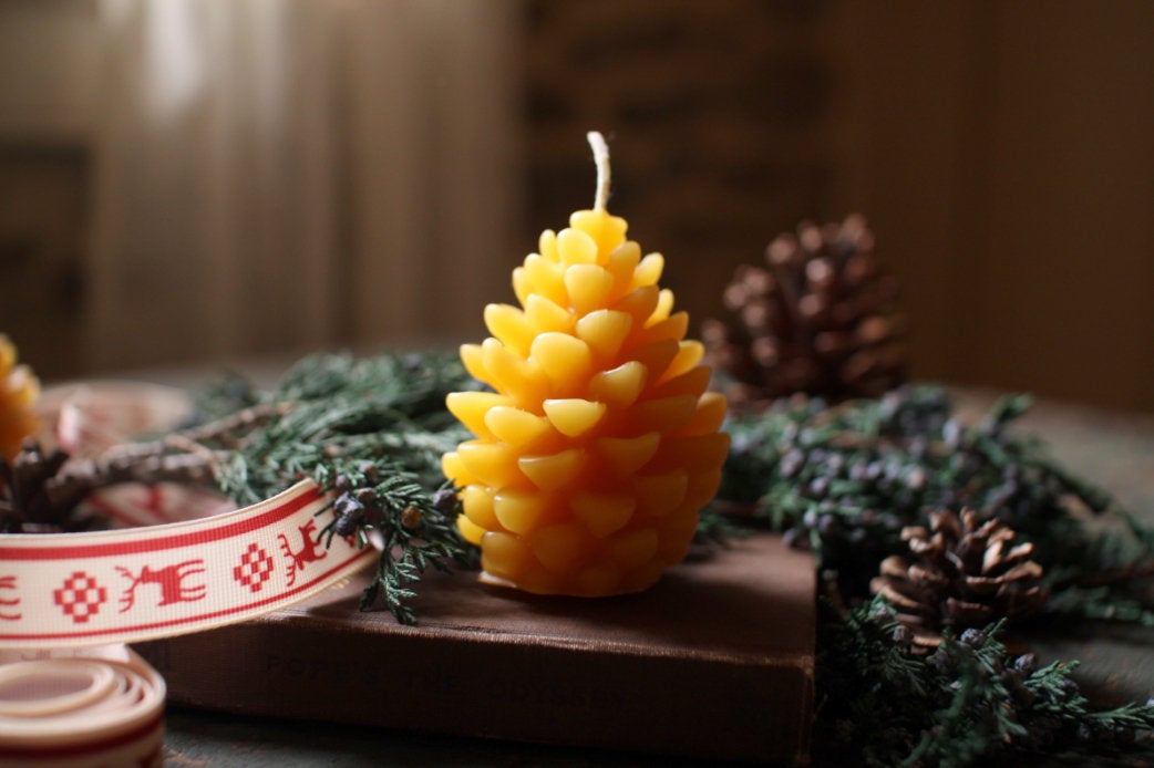Beeswax Pine Cone Candles