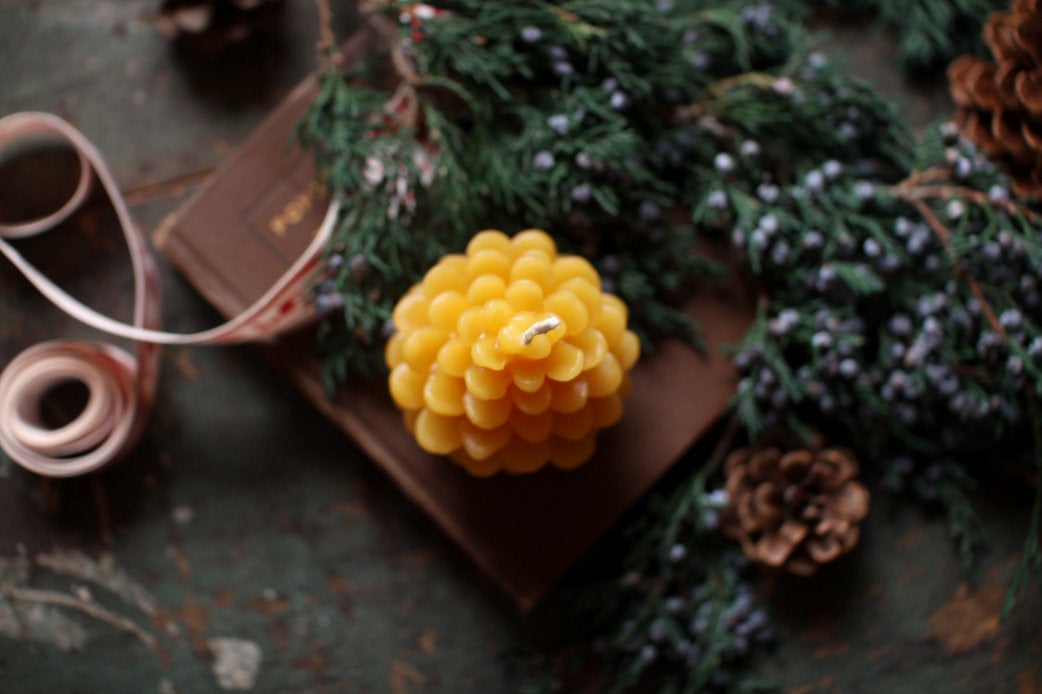Beeswax Pine Cone Candles