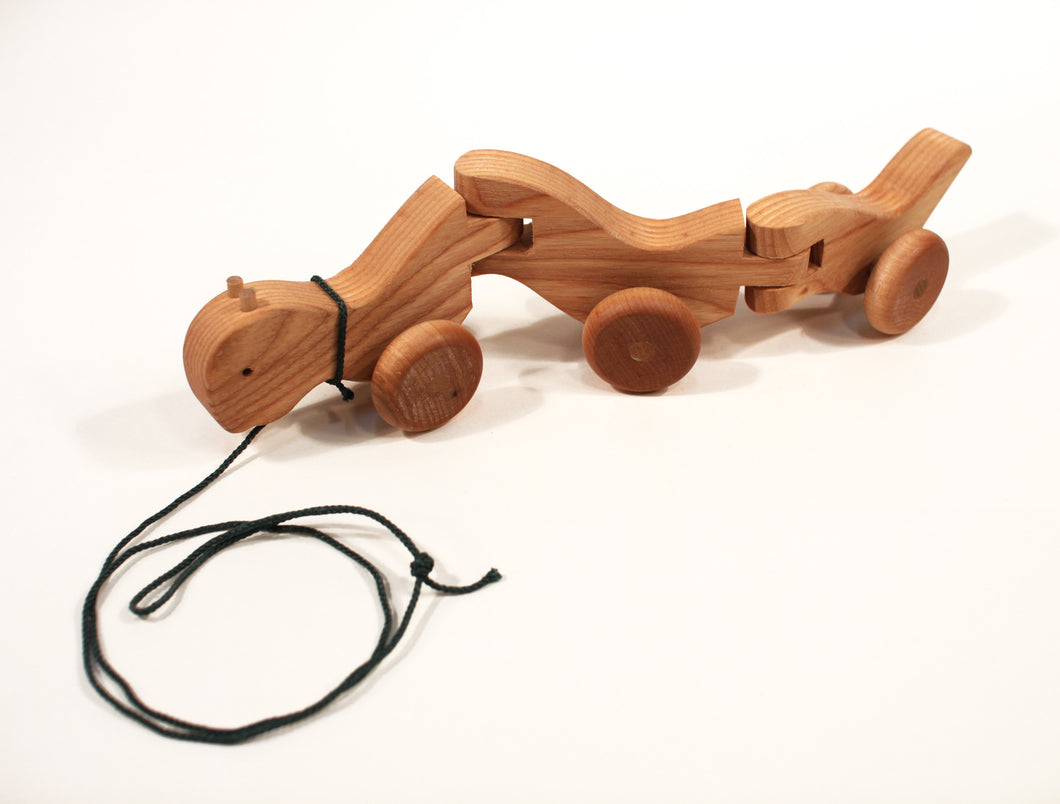 Wooden Wiggle Worm Pull Toy