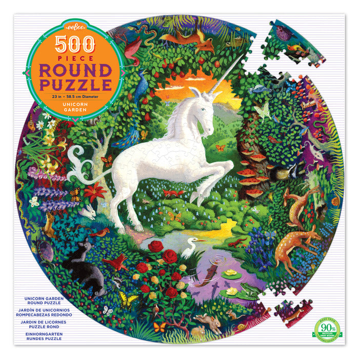 Unicorn Garden Round 500 Piece Puzzle